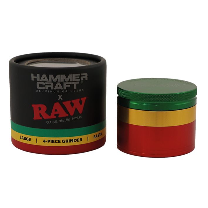 RAW Hammer Craft Large Aluminium Grinder Rasta 4 Parts – 60mm