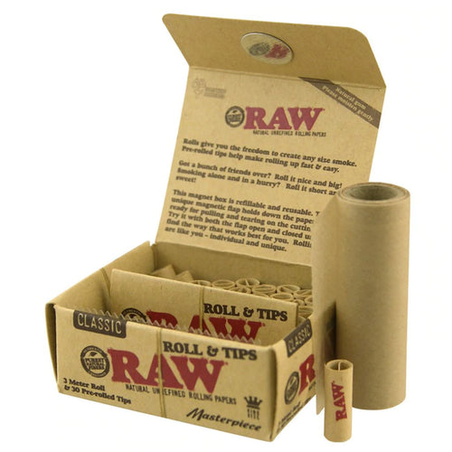 RAW Masterpiece Rolls 3m + Prerolled Tips